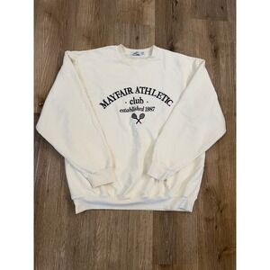 Mayfair The‎ Label Sweatshirt Womens One Size Cream Athletic Club Graphic